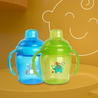 pujaoc 225ml sippy taza de dibujos animados diseño de doble asas materiales de grado alimenticio bebé beber biberón para viajes