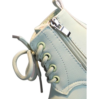 ♡Gw✨Botas de Martin para bebé, estilo británico, Color sólido, con cremallera lateral, zapatos de encaje (blanco, verde, negro, naranja) (5)