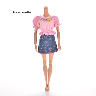 Heasonndiu 2 unids/Set rosa camiseta y falda de mezclilla azul para Barbies princesa muñecas MY