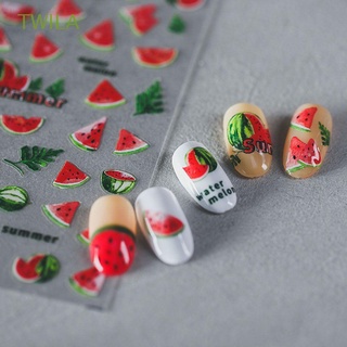 TWILA Korean Bear Nail Art Stickers Cartoon Decal DIY Nail Art Decoration Interesting Watermelon Strawberry Bear Head Applique Ultra-thin Manicure Accessories