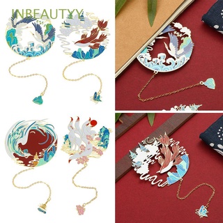INBEAUTYY Stationery Brass Bookmark Student Gift Painted Book Clip Pendant Tassel School Office Supplies Chinese style Metal Retro Pagination Mark