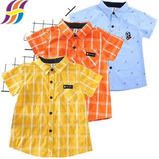 1-6y casual niño camisetas bebé niños niño camisa a cuadros suave algodón impresión blusa camisa anak manga corta estilo coreano slim fit casual niño camiseta ropa de niños