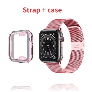 Suitable for Apple Watch strap 3 4 5 6 SE metal band 38 mm 40 mm 42 mm 44 mm bracelet with screen protector strap iWatch series (1)