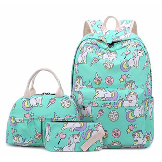 lindo juego de bolsas de libros para niñas, mochila de unicornio con bolsa de almuerzo, estuche ligero de viaje, bolsa para portátil de 14 pulgadas para la escuela
