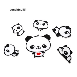 (Hotsale) 6 Pandas dulces bordados de tela plancha sobre parche para coser motivo apliques ~6PCs~ {bigsale}