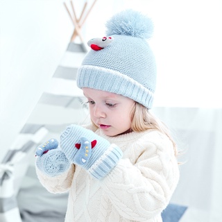 ✫Ae✥Bebé otoño invierno bebé gorro de punto + guantes conjunto