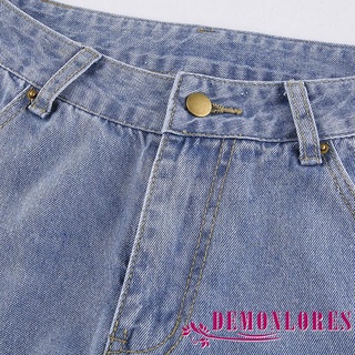Demq-pantalones vaqueros de pierna ancha para mujeres de Color sólido Patchwork Denim pantalones con bolsillos (5)