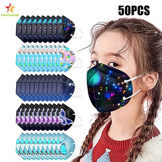 50pc mascarillas desechables para niños niñas cubierta facial con diseños para niños durante la escuela transpirable a prueba de polvo