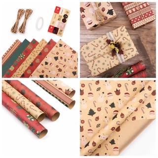HEYFINEE DIY Christmas Decoration Box Packing Recyclable Wrapping Paper Festival Supplies Gift Wrapping Handmade Craft Santa Snowman Kraft Paper (7)