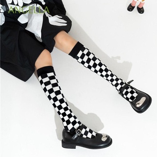 ANGELLA Unique Women Hosiery Simple Korean Style Socks Stockings Street style Plaid Cool Checkerboard Personality Harajuku Cotton/Multicolor