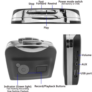 Reproductor De Cassette Independiente , Cinta Portátil A Convertidor MP3 , Grabadora De Música Walkman Grabada MP3 Flash USB (3)