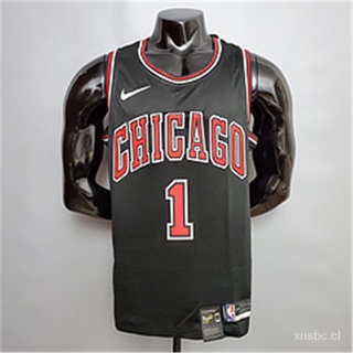 ❤Camiseta de baloncesto de la NBA rosa #1 Chicago Bulls negro NBA jersey RZLj