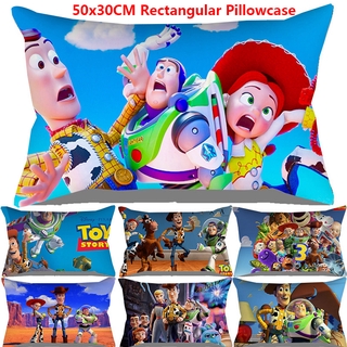 Toy Story funda de almohada de dibujos animados Rectangular sofá dormitorio cojín decoración melocotón piel accesorios de cumpleaños 50x30CM Anime YBC