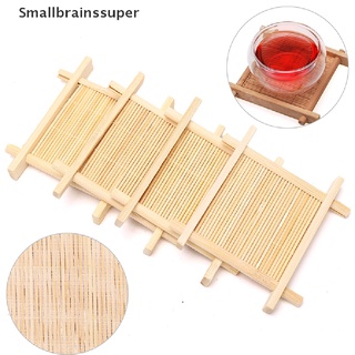 Smallbrainssuper 4Pcs Bamboo Cup Coaster Tea Mug Square Saucers Set Mat Home Kitchen Accessories SBS
