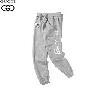 Gucci joint NY print pantalones bordados de algodón casual pantalones hombres y mujeres