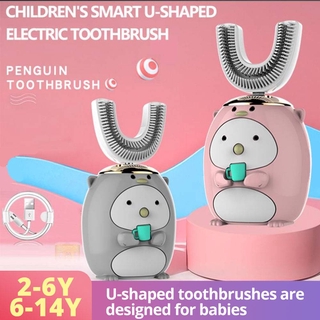 Niños eléctrico en forma de U cepillo de dientes ultrasónico para niños inteligente 360 grados U silicona USB automático dientes cepillo de dientes patrón de dibujos animados