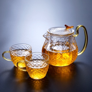 teteras de vidrio engrosado y 3 tazas de té transparentes resistentes al calor para el hogar (6)
