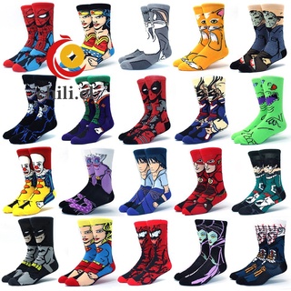 Calcetines de los hombres de la moda de los hombres anime divertido calcetines hip hop personalidad anime calcetines de dibujos animados moda skarpety alta calidad patrón de costura 20 colores