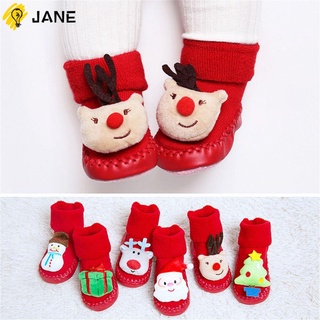 Jane lindo calcetines zapatos de bebé antideslizantes navidad calcetines zapatos calcetines recién nacido niño y niña algodón otoño invierno piso calcetines