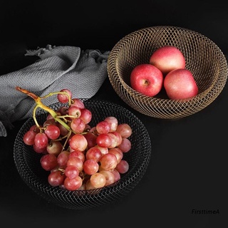 Abeto tejido a mano de alambre de hierro hueco de almacenamiento de frutas verduras cesta redonda elegante bandeja de Picnic de alimentos platos de pan multiusos secado de alimentos