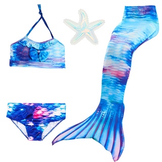 Traje de baño de sirena Princesa Azul Traje de baño para niñas bikini niñas Traje suave (1)