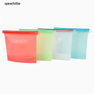 qawhite bolsa de alimentos de silicona reutilizable fda bolsa de alimentos de silicona con cremallera bolsa a prueba de fugas congelador cl