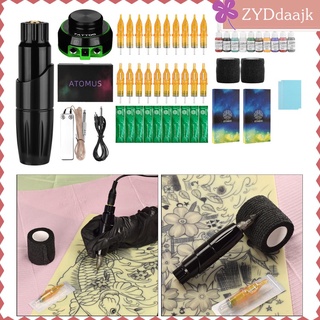 Complete Tattoo Machine Kit Makeup Cartridges Needles Power Supply Color Inksgreat for Beginners,Learners,Tattooist,
