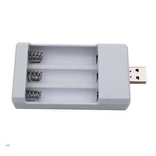 HIC Cargador USB Compacto 3 Ranuras 5V/2A Para Batería Recargable Ni-Cd AA/AAA1.2V Portátil (Sin)