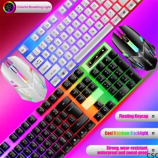 psa T6 USB Wired Keyboard Mouse Set Rainbow LED Backlight Gaming Keyboard Gaming Mouse for Laptop PC csc