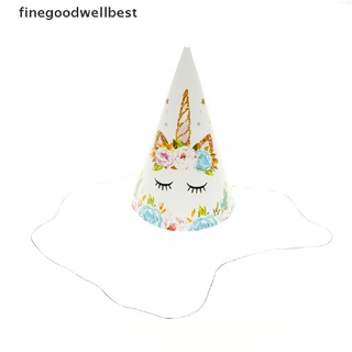 fgwb 6pcs unicornio tema tapas de papel cumpleaños sombreros para niños fiesta de cumpleaños decoración caliente