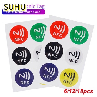 Suhu 6/12/18Pcs moda NFC etiquetas Gadget adhesivo Chip etiqueta pegatinas impermeable teléfono útil Smart RFID