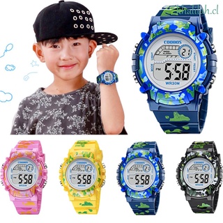 khalilah creative niños relojes electrónicos reloj de pulsera led digital relojes impermeable camuflaje retroiluminación pantalla led fecha niñas relojes deportivos/multicolor