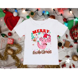 Divertido Axolotl Ciervo De Dibujos Animados De Impresión Camiseta De Verano Tops Para Niñas/Niños Feliz Navidad Ropa De Harajuku Kawaii