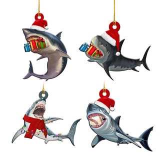 Colgante De Madera De Tiburón De Navidad Para Casa , Árbol , Decoración De Atmósfera