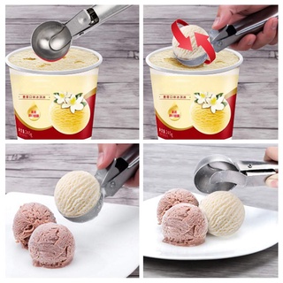 SHAYLA Stacks Ice Cream Spoon Non-Stick Digger Ice Cream Scoop Stainless Steel Watermelon Kitchen Tools Scoops Dessert Spoon Ice Ball Maker (3)
