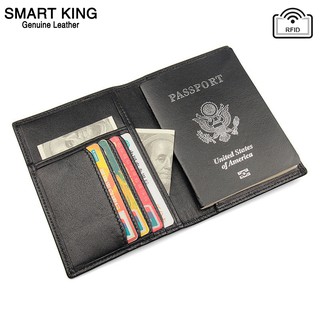 Smart King RFID pasaporte bolsa italia cuero genuino de vaca corto cartera para hombres titular de la tarjeta