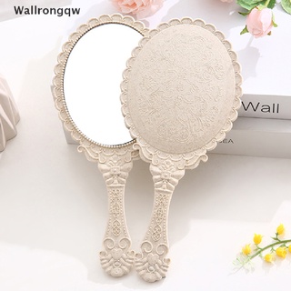 wqw> vintage tallado de mano espejo de tocador maquillaje espejo mano espejo mango cosmético bien