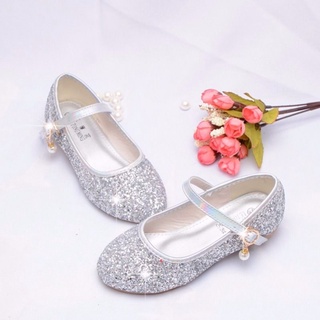 Los niños zapatos de cuero plano de suela suave zapatos delgados zapatos de princesa para las niñas nuevo otoño zapatos brillantes plata etapa danza noche zapatos de fiesta (1)