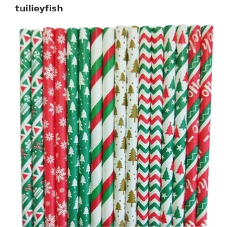 tuilieyfish 25pcs pajitas de papel navideño copo de nieve pajitas 2022 navidad y año nuevo parte cl