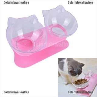 colorfulswallowfree - cuencos antideslizantes para gatos (dobles, con soporte elevado, comida para mascotas y cuencos de agua belle)