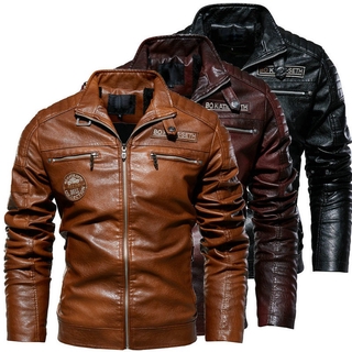 Chaqueta de cuero para hombre chaqueta de moto de cuero bordada para hombre (2)