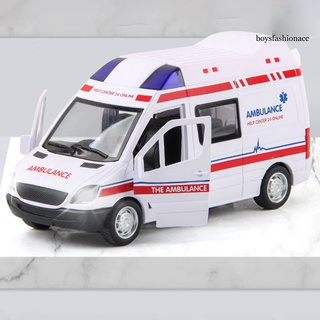 Bbe--Mini simulación puertas abiertas luz efectos de sonido ABS ambulancia policía tire hacia atrás coche juguete para niños (3)