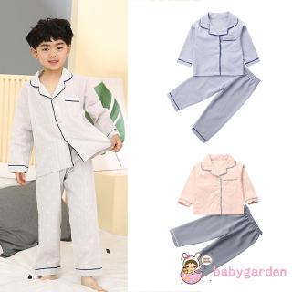 [] pijama unisex con botón de manga larga para bebé/cuello de turn-down/tops/geometría/pantalones pijamas