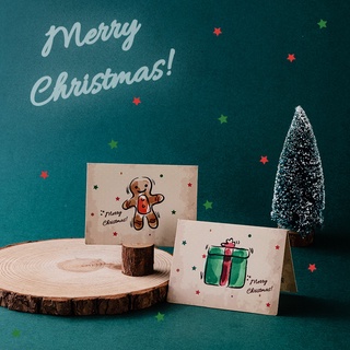 6 estilos de navidad tarjeta de felicitación niños DIY conjunto Simple en blanco bendición sobre