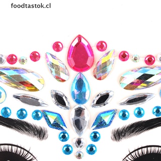 [foodtastok] Calcomanías De Cristal Para Cara/Festival/Stickers Para Cuerpo/Maquillaje/Piedras De Diamantes De Imitación Con Purpurina Para Rostro/Cosmillos De (4)