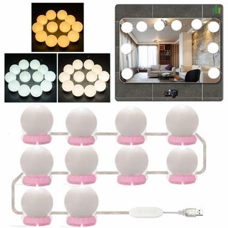 Kit De luces led espejo con 10 bombillas ajustables De vany 10 brillos y 3 Modos De iluminación USB cuerda De Luz Para maquillaje (2)