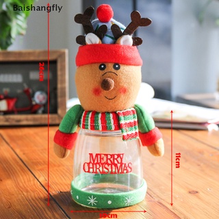 【BSF】 Christmas Candy Jar Plastic Transparent Gift Box Old Man Snowman Elk Decoration 【Baishangfly】 (7)