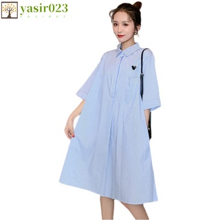 yasir023 Women Maternity Dress Cotton Loose Striped Maternity Shirt Dress (3)