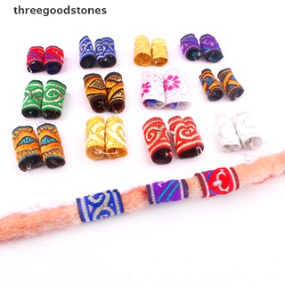 [threegoodstones] 10 piezas de tela colorida trenza de pelo dreadlock cuentas anillos tubo accesorios de joyería caliente