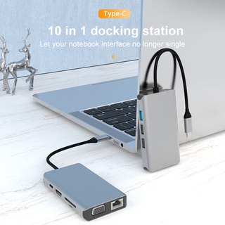 USB C HUB Type C to HDMI-compatible USB 3.0 Adapter 10 in 1 Type C HUB Dock for MacBook Pro Air Android USB C Splitter w6